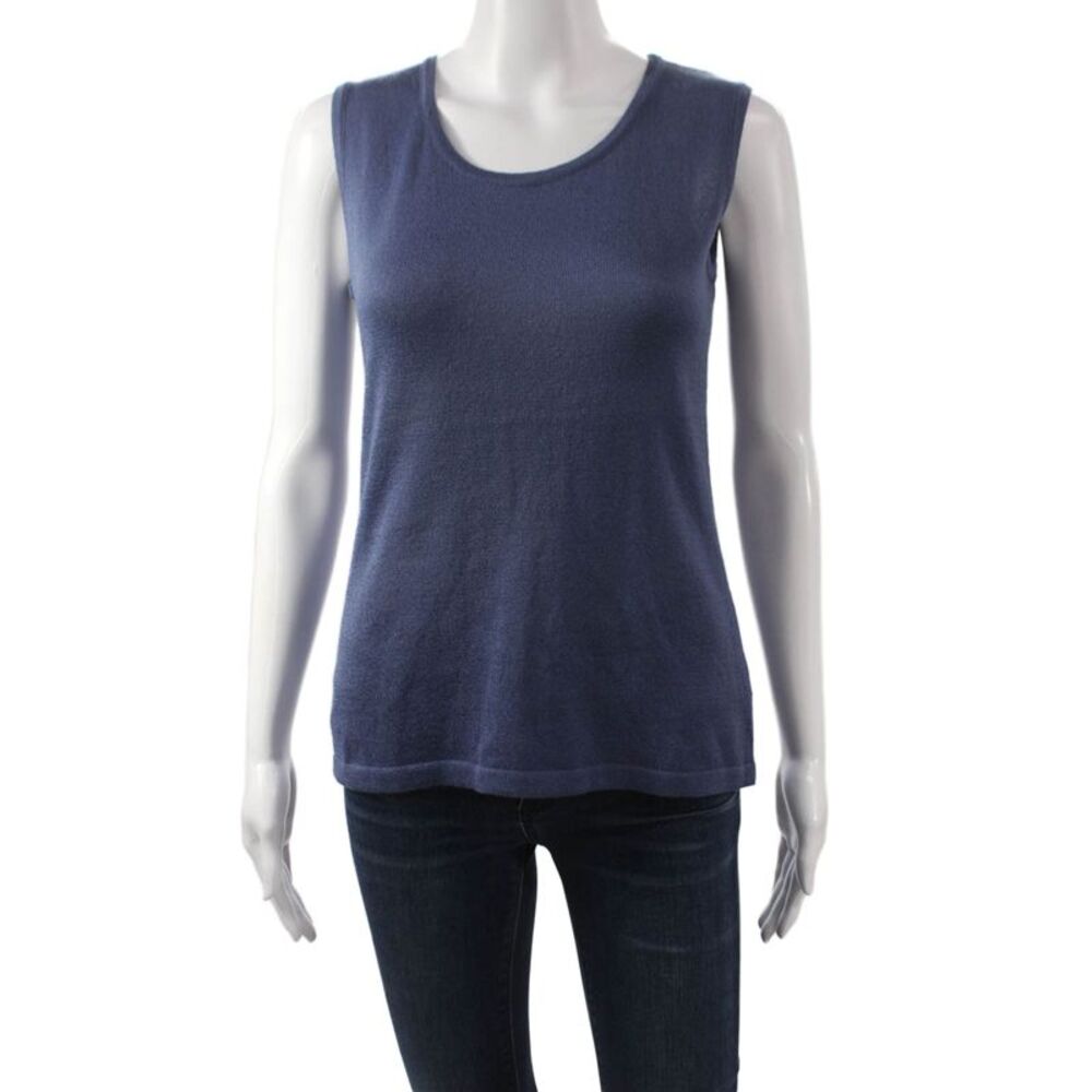 Jennifer Tyler Womens Basic Sleeveless Scoop Neck Tank Blue Size 48